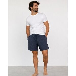 Pact Mens Organic Cotton Recycled Polyester Sweat Shorts Navy Blue Medium